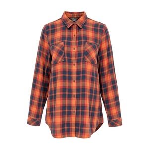 Natural Reflections Womens XXL Plaid Flannel Shirt Orange Navy Blue Cotton